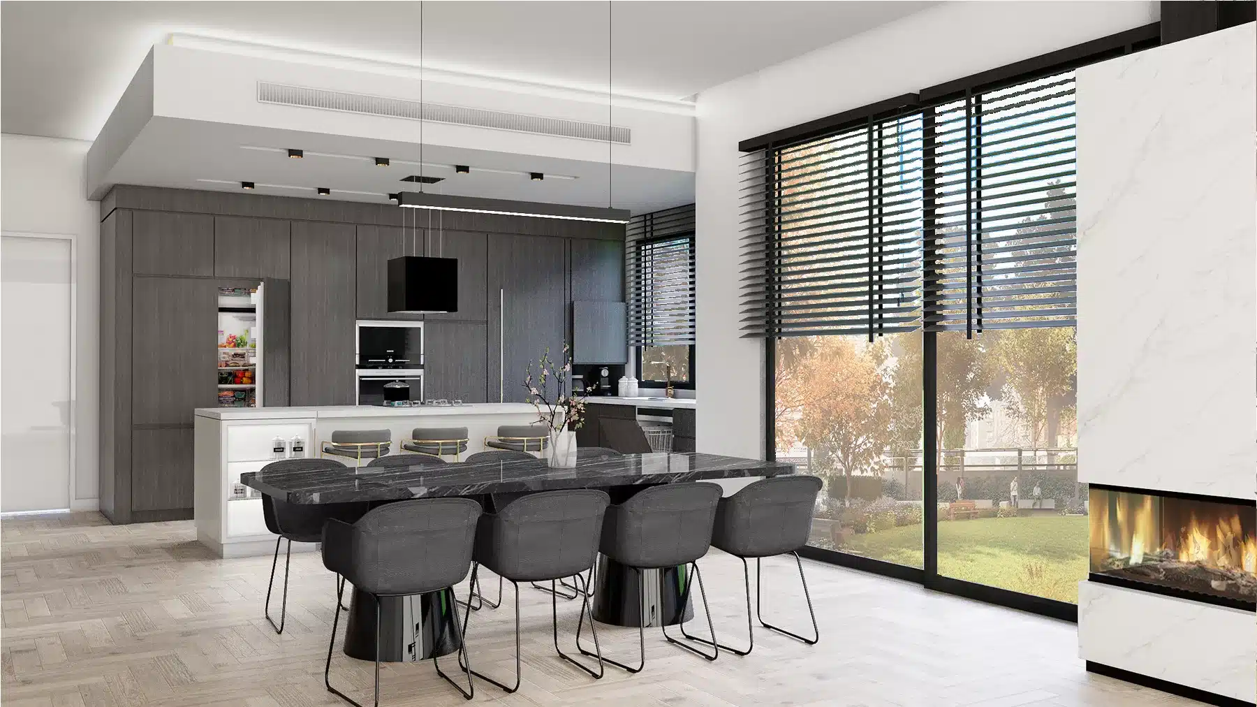 Moderne Küche einer Luxusvilla in Nordzypern mit hochwertiger Innenausstattung